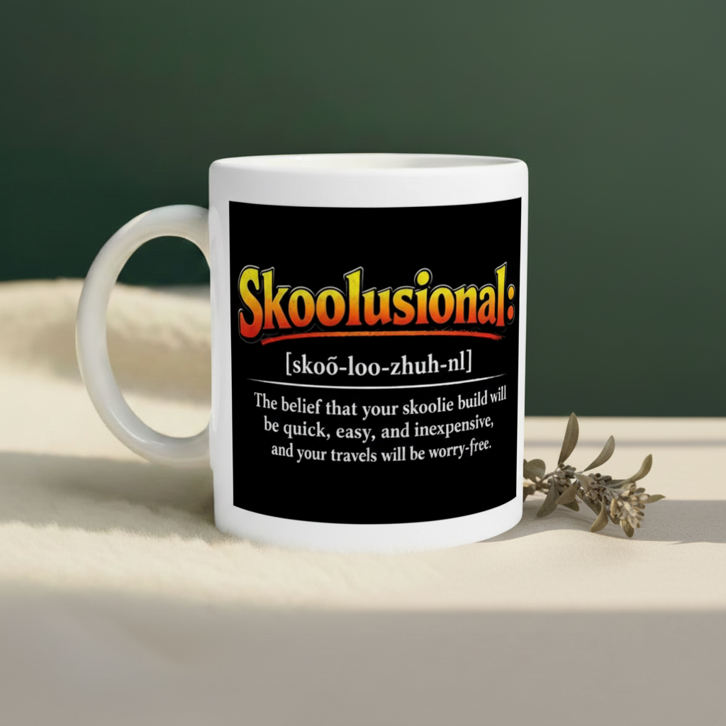 Skoolusional mug pine-green background