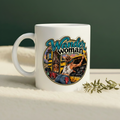 Wander Woman mug pine-green background