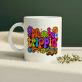 We Be Trippin' mug pine-green background